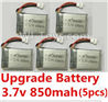 JJRC H5 H5C Parts-46 Upgrade 3.7v 850mah battery(5pcs) For JJRC H5C Quadcopter parts,H5C Drone Parts