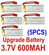 Holy Stone U818A Parts-25 Upgrade 3.7v 600mah battery(5pcs)-Size-64X17X8.5MM,Holy Stone U818A Quadcopter parts,U818A rc Drone spare parts