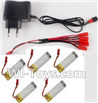 Holy Stone U818A Parts-31 USB Charger & 1-To-5 jst Conversion wire & 5pcs 780mah battery,Holy Stone U818A Quadcopter parts,U818A rc Drone spare parts