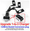 Visuo XS809HW XS809W Parts-3x 900mah Battery + Upgrade 1-to-3 USB Charger+ USB-to-Socket Conversion plug(Charge 3 Battery at the same time)