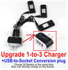 Visuo XS812 3x 1800mah Battery + Upgrade 1-to-3 USB Charger + USB-to-Socket Conversion plug(Charge 3 Battery at the same time)