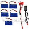 Wltoys Q222K Q222G Parts-37 3.7V 780mAh LiPo Battery(5pcs) & 1-TO-5 Conversion wire & USB Charger,Wltoys Q222K Q222G RC Drone Spare parts,Q222K RC Quadcopter Accessories,Q222G headless mode Replacement parts