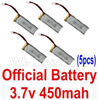 XK K110 K110S Parts-29 Official 3.7v 450mah Battery(5pcs) For Wltoys XK K110 K110S Helicopter parts,6ch Brushless Helicopter spare Accessories