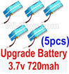 XK K123 Parts-20 Upgrade battery 3.7v 720mah(5pcs) For XK K123 helicopter Spare parts,AS350 6CH Flybarless RC Helicopter  parts