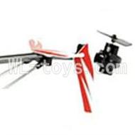 UDI U823 RC helicopter parts-29 Whole tail unit-(Long tail pipe & Horizontal and verticall wing with fixtures & Tail cover with tail motor and tail gear & Support pipe)-Red