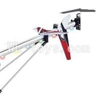 UDI U23 rc helicopter parts--31 Whole tail unit-(Long tail pipe & Horizontal and verticall wing with fixtures & Tail cover with tail gear and tail motor,tail blade & Support pipe)-Red