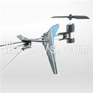 UDI U820 rc helicopter parts-32 Whole tail unit-(Long tail pipe & Horizontal and verticall wing with fixtures & Tail cover with tail gear and tail motor,tail blade & Support pipe)-Blue