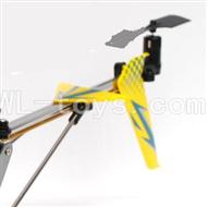 DFD F162 RC helicopter Parts-32 Whole tail unit-Yellow(Long tail pipe with horizontal and verticall wing & Tail cover with tail motor and tail blade & Support pipe)