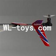 DFD F187 RC helicopter Parts-41 Whole tail unit-Red(Long tail pipe with horizontal and verticall wing & Tail cover with tail motor and tail blade & Support pipe))