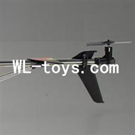 DFD F187 RC helicopter Parts-42 Whole tail unit-Black(Long tail pipe with horizontal and verticall wing & Tail cover with tail motor and tail blade & Support pipe)