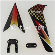 DFD F187 RC helicopter Parts-45 Horizontal and verticall wing with fixtures-Black