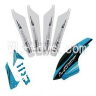 Skytech M5 M5A RC Helicopter Parts-16 unit A(4pcs main blades&Horizontal and vertical wings with fixtures&Head cover)-Blue
