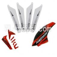 Skytech M5 M5A RC Helicopter Parts- 17 unit b(4pcs main blades&Horizontal and vertical wings with fixtures&Head cover)-Red