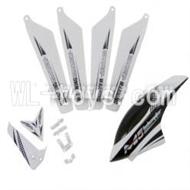 Skytech M5 M5A RC Helicopter Parts-18 unit C(4pcs main blades&Horizontal and vertical wings with fixtures&Head cover)-White