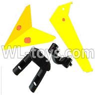 Foda F307 F307C F307H F307L RC helicopter parts-16 Horizontal wing & Vertical wing & 2pcs fixtures-(Yellow)
