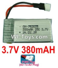 3.7V Battery 10-01 3.7v 380mah 25C Battery with 51005 Air-to-air Plug-752035,Size:38X20X7.5mm,Weight:10.5g,be suit for RC Quadcoter,Drone,RC Helicopter,RC Car,RC Boat,Tank etc.