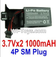 3.7V Battery 21-01 3.7Vx2 1000mah 25C Battery with 4P SM Plug,Size:22x15x6.5mm,Weight:64g,be suit for RC Quadcoter,Drone,RC Helicopter,RC Car,RC Boat,Tank etc.