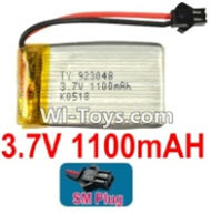 3.7V Battery 22-04 3.7v 1100mah 15C Battery with Black SM Plug-923048,Size:50X30X9mm,Weight:27g,be suit for RC Quadcoter,Drone,RC Helicopter,RC Car,RC Boat,Tank etc.