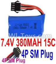 7.4V Battery-7.4V 380mah 15C Lipo Battery with Black 4P SM Plug-13400,Size:22x15x6.5mm,Weight:23g,Be suit for 561 RC excavator