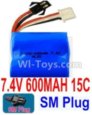 7.4V Battery-7.4V 600mah 15C Lipo Battery with Black 2P SM Plug-18350,Size:36X36X18mm,Weight:48g,Plug:Black 2P SM Plug