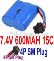 7.4V Battery-7.4V 600mah 15C Lipo Battery with 4P SM Plug-18350,Size:36X36X18mm,Weight:48g,Be suit for UDI001 RC Boat