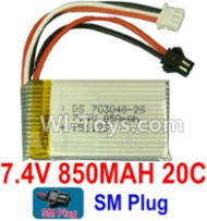 7.4V Battery-7.4V 850mah 20C Lipo Battery with Black SM Plug-703048,Size:56X30X17mm,Weight:38.9g,Be suit for Baolong RC Quadcopter,RC Helicopter,etc.