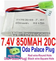 7.4V Battery-7.4V 850mah 20C Lipo Battery with Yellow Oda Palace Plug-703048(Red wire-Round Hole,Black Wire-Square Hole),Size:56X30X17mm,Weight:38.9g,Be suit for RC Quadcopter,RC Helicopter,Car,Boat,etc.