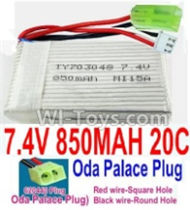 7.4V Battery-7.4V 850mah 20C Lipo Battery with Yellow Oda Palace Plug-703048(Red wire-Square Hole,Black Wire-Roud Hole),Size:56X30X17mm,Weight:38.9g,Be suit for RC Quadcopter,RC Helicopter,Car,Boat,etc.