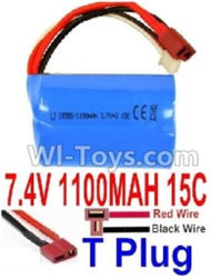 7.4V Battery-7.4V 1100mah 15C Lipo Battery with T Plug Plug-18500(Horizontal shaft-Red Wire,Verticall shaft-Black wire),Size:50X36X18mm,Weight:72.8g,Be suit for RC Quadcopter,Helicopter,Car,Boat,etc.