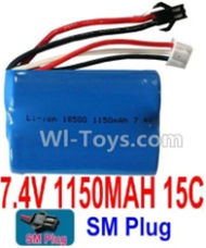 7.4V Battery-7.4V 1150mah 15C Lipo Battery with Black 2P SM Plug-18500,Size:50X36X18mm,Weight:70.7g,Be suit for RC Quadcopter,Helicopter,Car,Boat,etc.