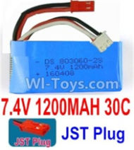 7.4V Battery-7.4V 1200mah 30C Lipo Battery with Red JST Plug-803060,803063,Size:68X30X15mm,Weight:70.7g,Be suit for Wltoys V666,YiZhan X6 RC Quadcopter,Helicopter,Car,Boat,etc.