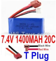 7.4V Battery-7.4v 1400mah 20C Lipo Battery with T Plug-103052(Horizontal shaft-Black Wire,Verticall shaft-Red wire),Size:58X30X18mm,Weight:-g,Be suit for RC Quadcopter,Helicopter,Car,Boat,etc.
