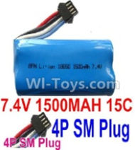 7.4V Battery-7.4V 1500mah 15C Lipo Battery with 4P SM Plug-18650,Size:65X36X18mm,Weight:90.8g,Be suit for UDI002 U902 RC Boat,RC Quadcopter,Helicopter,Car,etc.