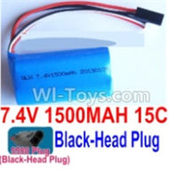 7.4V Battery-7.4V 1500mah 15C Lipo Battery with 5500 Black Head Plug-18650,Size:65X36X18mm,Weight:90.8g,Be suit for MJX T49,F49,Mingji 802 Helicopter,RC Quadcopter,Car,Boat,etc.