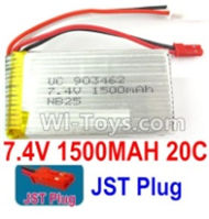 7.4V Battery-7.4V 1500mah 20C Lipo Battery with Red JST Plug-903462,Size:65X34X18mm,Weight:83.5g,Be suit for Wltoys L959 L969 L979 L202 RC Car,Quadcopter,Helicopter,Boat,etc.