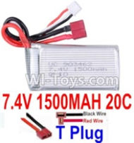 7.4V Battery-7.4v 1500mah 20C Lipo Battery with T Plug-903462(Horizontal shaft-Black Wire,Verticall shaft-Red wire),Size:65X34X18mm,Weight:83.5g,Be suit for RC Quadcopter,Helicopter,Car,Boat,etc.