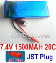 7.4V Battery-7.4V 1500MAH 20C Lipo Battery with Red JST Plug,Size:65X29X14mm,Weight:57g,Be suit for RC Quadcopter,Helicopter,Car,Boat,etc.