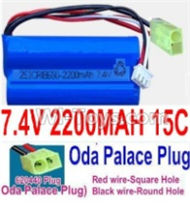 7.4V Battery-7.4V 2200mah 15C Lipo Battery with Yellow Oda Palace Plug(Red wire-Square Hole,Black Wire-Roud Hole),Size:65X38X18mmmm,Weight:91g,Be suit for RC Quadcopter,Helicopter,Car,Boat,etc.