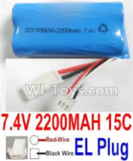 7.4V Battery-7.4V 2100mah 15C Lipo Battery with 2P EL Plug-For FT009 Boat(Red wire-Square Hole,Black Wire-Roud Hole),Size:65X38X18mmmm,Weight:91g,Be suit for RC Quadcopter,Helicopter,Car,Boat,etc.