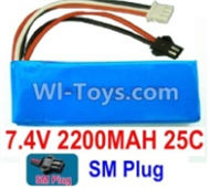 7.4V Battery-7.4v 2200mah 25C Lipo Battery with Black SM Plug-753496,Size:105X35X15mm,Weight:118g,Be suit for Wltoys K949 RC Car,RC Quadcopter,Helicopter,Boat,etc.