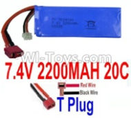 7.4V Battery-7.4v 2200mah 20C Lipo Battery with T Plug-7034100(Horizontal shaft-Red Wire,Verticall shaft-Black wire),Size:100X34X15mm,Weight:117.3g,Be suit for Wltoys K949 RC Car,RC Quadcopter,Helicopter,Boat,etc.
