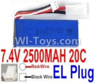 7.4V Battery-7.4v 2500mah 25C Lipo Battery with 2P EL Plug-903480(Red wire-Round Hole,Black Wire-Square Hole),Size:83X34X18mm,Weight:96g,Be suit for RC Quadcopter,Helicopter,Car,Boat,etc.