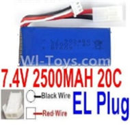 7.4V Battery-7.4v 2500mah 25C Lipo Battery with 2P EL Plug-903480(Red wire-Square Hole,Black Wire-Roud Hole),Size:83X34X18mm,Weight:96g,Be suit for RC Quadcopter,Helicopter,Car,Boat,etc.