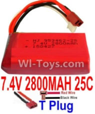 7.4V Battery-7.4V 2800mah 25C Lipo Battery with T Plug-953462(Horizontal shaft-Red Wire,Verticall shaft-Black wire),Size:80X34X19mm,Weight:93g,Be suit for RC Quadcopter,Helicopter,Car,Boat,etc.