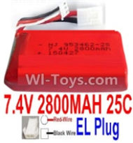 7.4V Battery-7.4V 2800mah 25C Lipo Battery with 4P SM Plug-953462(Red wire-Round Hole,Black Wire-Square Hole),Size:80X34X19mm,Weight:93g,Be suit for RC Quadcopter,Helicopter,Car,Boat,etc.