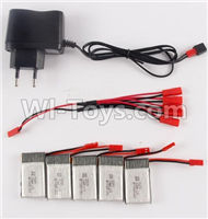 Holy Stone F181 Parts-50 Charger & 5pcs 1-to-5 jst conversion wire & 5pcs 750mah battery,Holy Stone F181 RC Quadcopter Drone Spare Parts Replacement Accessories