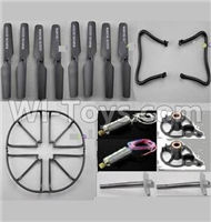 DFD-F183-Parts-33 Crash set 1(Propelers-8pcs & Landing skid-2pcs & Outer protect frame-4pcs & Motor-2pcs & Main gear with hollow pipe-2pcs & Motor seat-2pcs)-Black) For DFD F183 F183C Quadcopter parts,rc Drone parts