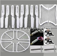 DFD-F183-Parts-34 Crash set 1(Propelers-8pcs & Landing skid-2pcs & Outer protect frame-4pcs & Motor-2pcs & Main gear with hollow pipe-2pcs & Motor seat-2pcs)-White) For DFD F183 F183C Quadcopter parts,rc Drone parts