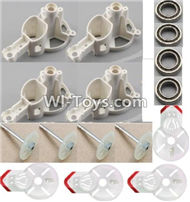 BOLON K-896 Parts-31 Motor seat cover(4pcs) & Bearing(4pcs) & Main gear with hollow pipe(4pcs) & Motor cover(4pcs)-White,BOLON K-896 RC Quadcopter Drone Spare Parts Accessories,BOLON TOYS K896 Replacement Parts