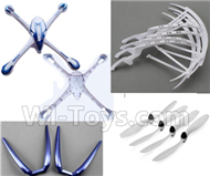 JJRC H16C Parts-31 Crash set 1(Upper and bottom shell cover-Blue & Outer protect frame(4pcs) & Propellers(4pcs) & Landing skid(2pcs)) For JJRC H16 H16 RC Quadcopter,Drone Spare parts